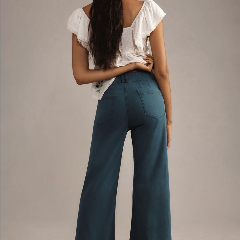 Anthropologie The skipper seamed high rise crop wide leg pants by pilcro size 30